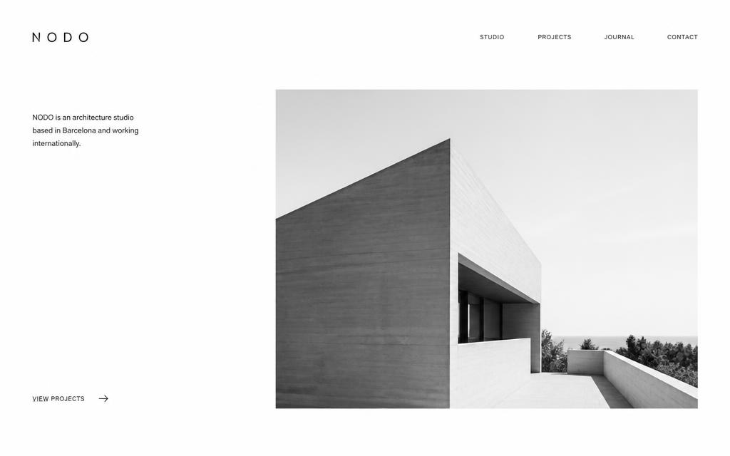 Anteprima del concept NODO: sito di uno studio di architettura a Lucca in bianco e nero